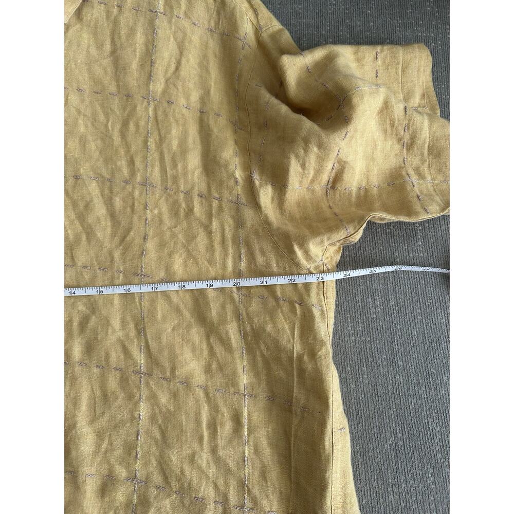 Pronto Uomo Yellow Linen Summer Tropical Hawaiian Shirt Xl Beach Vacation - Picture 7 of 9